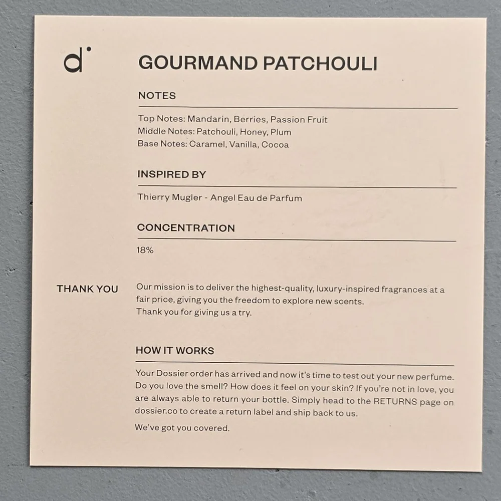 Dossier Gourmand Patchouli Women’s Fragrance - White